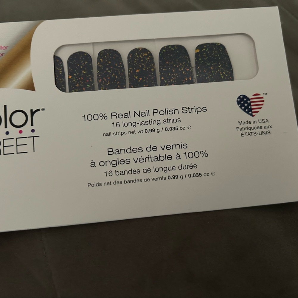 Color Street navy strips with multi glitter. Deep water Opal